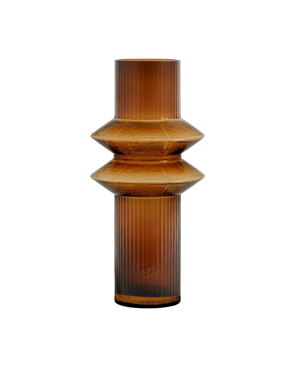 Nordal, RILLA vase, glass, amber, M