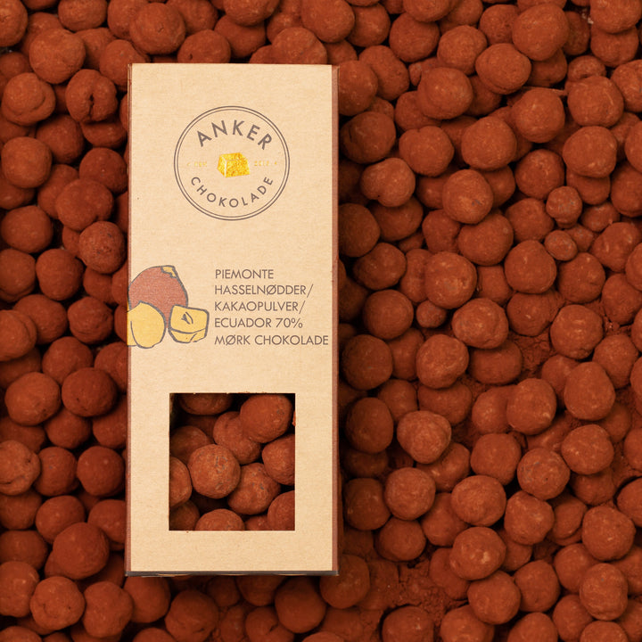 Anker Chokolade - Piemonte Hasselnødder / Kakaopulver / Ecuador 70% Mørk Chokolade